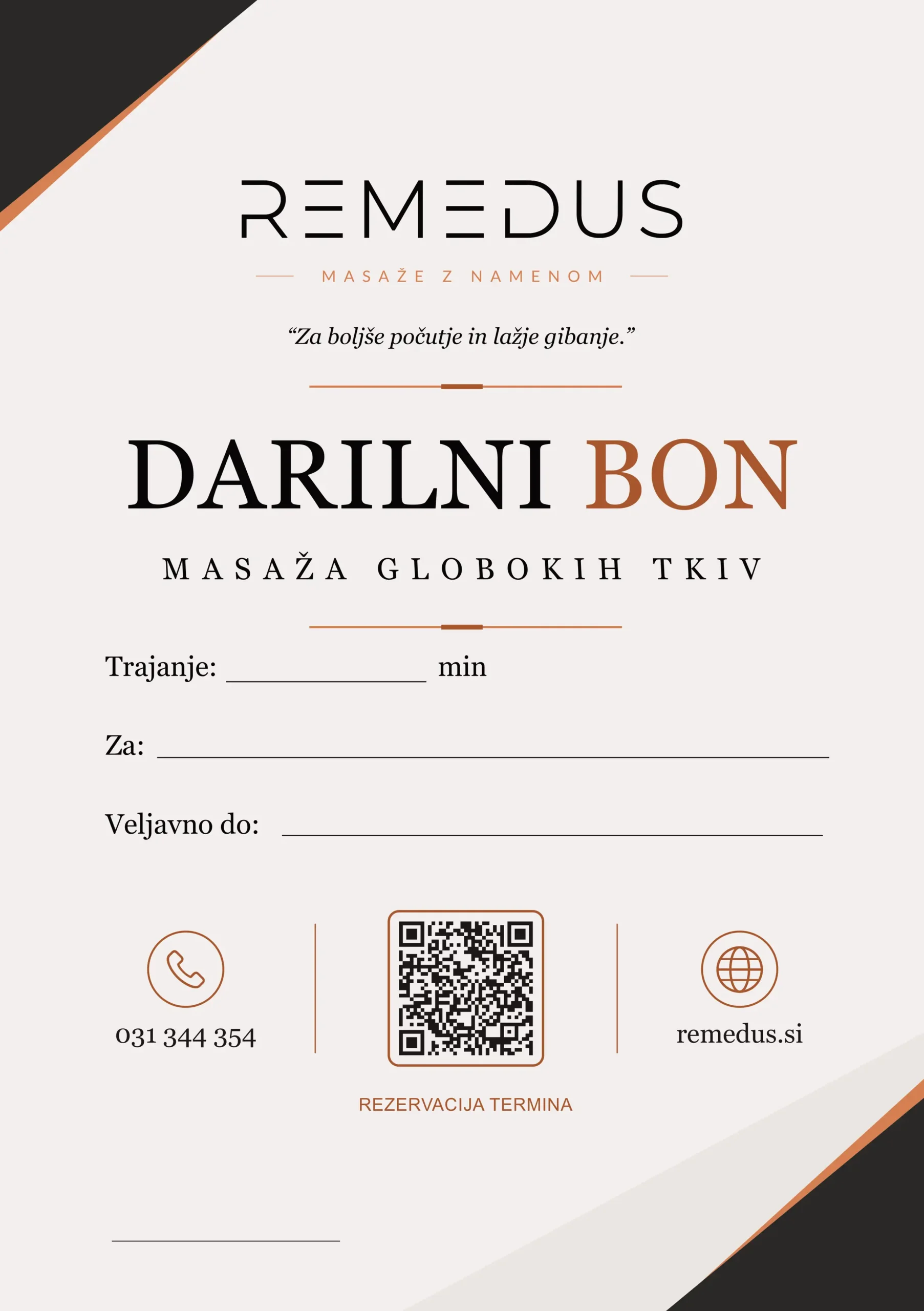 Darilni bon za masažo globokih tkiv - Remedus Ljubljana