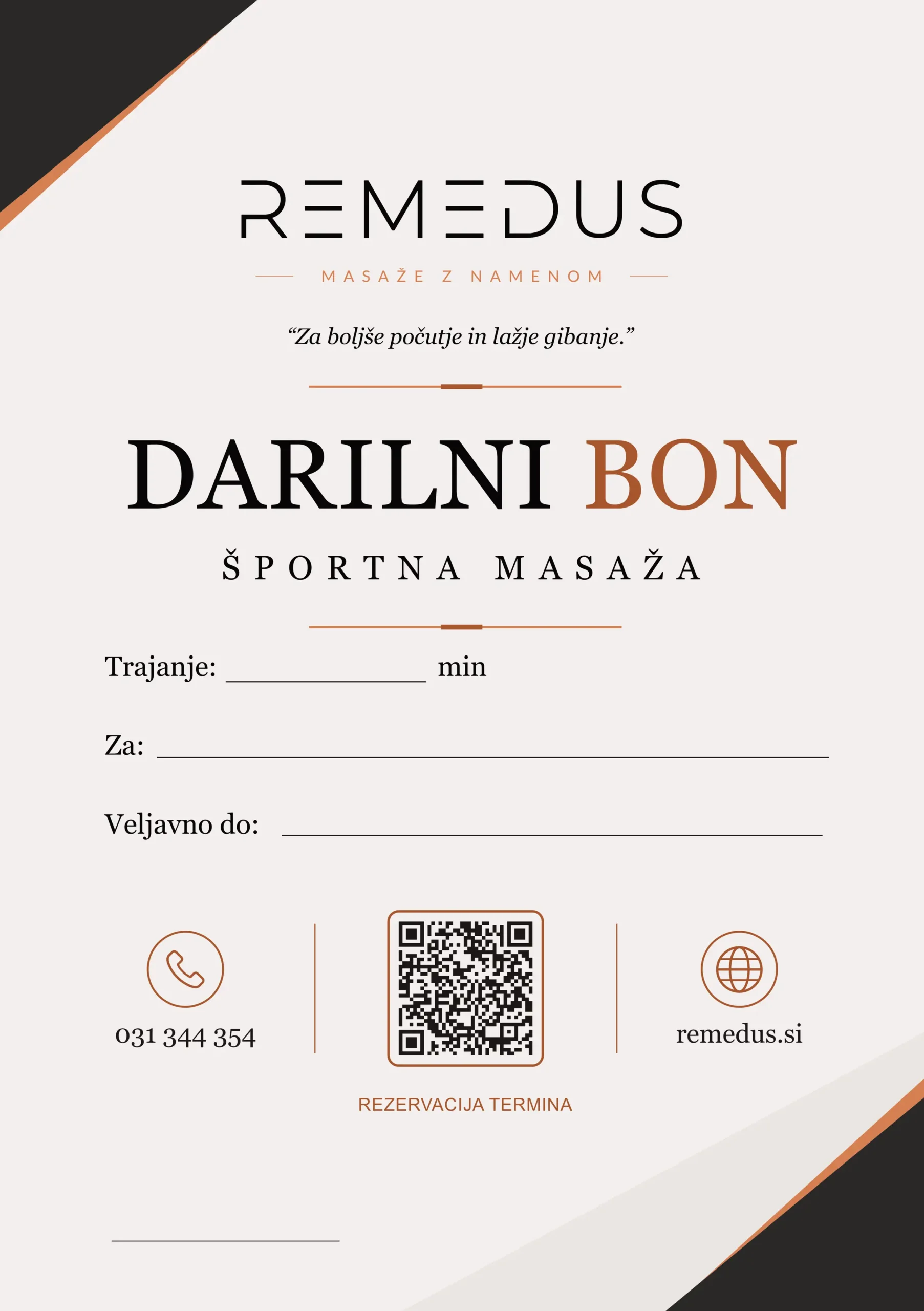Darilni bon za športno masažo - Remedus Ljubljana